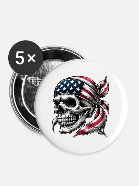 SCHÄDEL - Buttons groß 56 mm (5er Pack) - Weiß