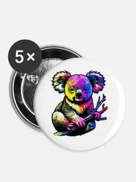 Koala - Buttons groß 56 mm (5er Pack) - Weiß