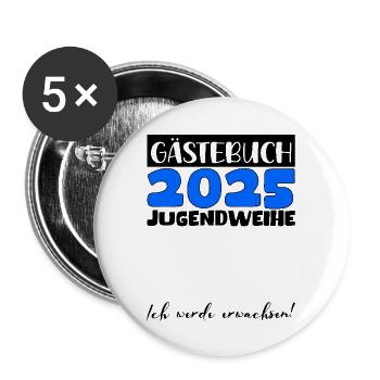 Jugendweihe 2025 Guestbook Gift Girls Boys - Buttons large 2.2''/56 mm (5-pack) - white - Front