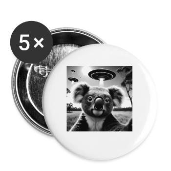 Koala kaola Funny Graphic Selfie with UFOs Weird A - Buttons large 2.2''/56 mm (5-pack) - white - Front