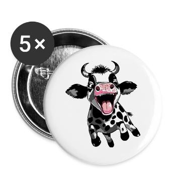 Jumping Calf - Funny Cow Calf Design - Buttons large 2.2''/56 mm (5-pack) - white - Front