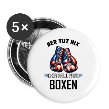 He doesn't do anything, he just wants boxing, funny gift - Buttons large 2.2''/56 mm (5-pack) - white - Front