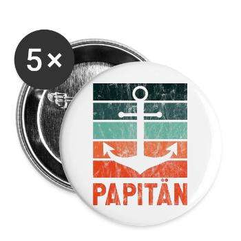 Nordstyle Papitän Ankerdesign N° 1 Ville - Lot de 5 grands badges (56 mm) - blanc - Devant