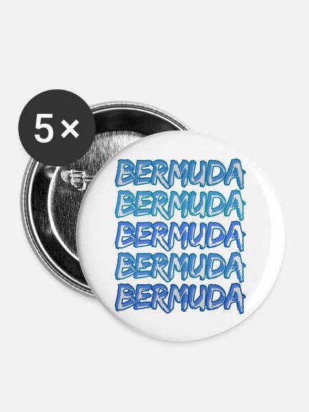 Bermuda als Reise - Buttons groß 56 mm (5er Pack) - Weiß
