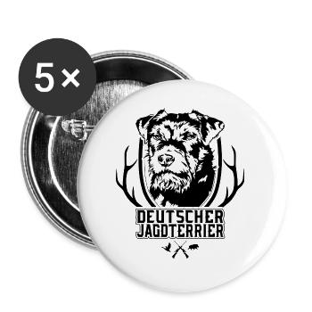 Terrier de chasse allemand Chien de chasse à poil dur Wilsigns - Lot de 5 grands badges (56 mm) - blanc - Devant