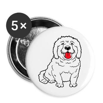 Dear dog sticks out his tongue happily - Buttons large 2.2''/56 mm (5-pack) - white - Front