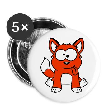 chien renard drôle grimace plisser la langue - Lot de 5 grands badges (56 mm) - blanc - Devant