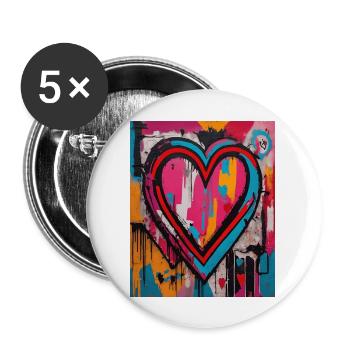 Herz für Kunstliebhaber - Buttons groß 56 mm (5er Pack) - Weiß - Vorne
