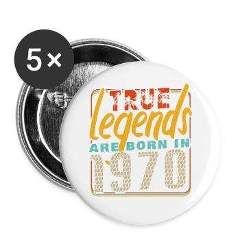 True legends are born in 1970 Vintage anniversaire - Lot de 5 grands badges (56 mm) - blanc - Devant