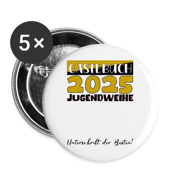 Jugendweihe 2025 Livre d’or Cadeau Filles Garçons - Lot de 5 grands badges (56 mm) - blanc - Devant