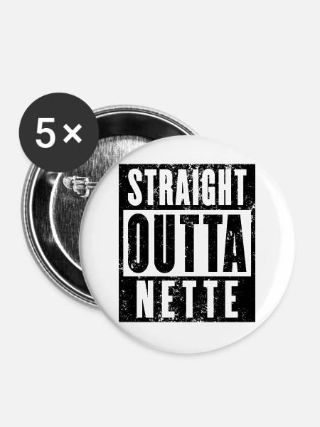 Nette, Ruhrgebiet, Ruhrpott, Dortmund Nette - Buttons groß 56 mm (5er Pack) - Weiß
