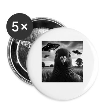 pigeon colombe drôle selfie graphique avec des ovnis étrange a - Lot de 5 grands badges (56 mm) - blanc - Devant