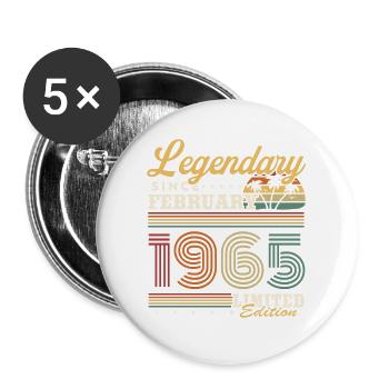 Legendary since February 1965 Vintage Birthday - Buttons large 2.2''/56 mm (5-pack) - white - Front
