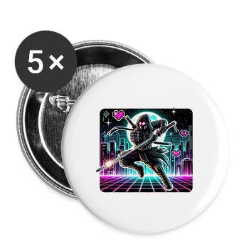 Ninja Samurai Anime Gamer Sci-Fi Futuristic manga - Buttons large 2.2''/56 mm (5-pack) - white - Front