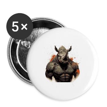 Rhino Muscles Bodybuilding Beast - Buttons large 2.2''/56 mm (5-pack) - white - Front