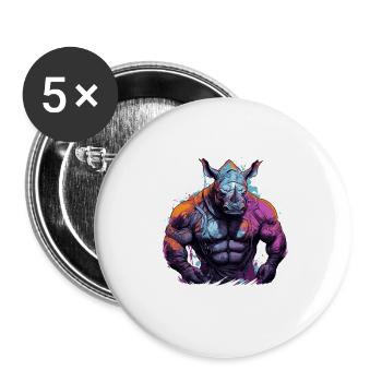 Rhino Muscles Bodybuilding Beast - Buttons large 2.2''/56 mm (5-pack) - white - Front