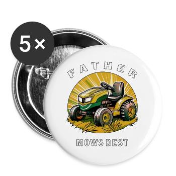 TONDEUSE À GAZON FATHER TOND LE MIEUX - Lot de 5 grands badges (56 mm) - blanc - Devant
