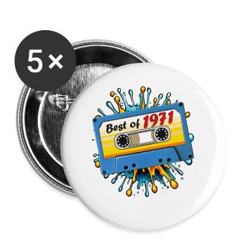 1971 MUSIC CASSETTE BEST OF - Buttons large 2.2''/56 mm (5-pack) - white - Front