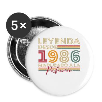 40 Jahre 1986 Vintage Retro Geburtstagsgeschenk - Buttons groß 56 mm (5er Pack) - Weiß - Vorne
