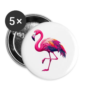 Flamant - Lot de 5 grands badges (56 mm) - blanc - Devant