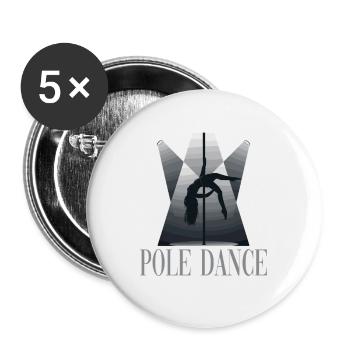 Pole Dance Pole Tänzerin Stangentanz - Buttons groß 56 mm (5er Pack) - Weiß - Vorne