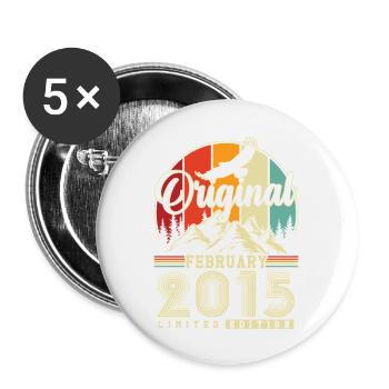 Original Février 2015 Vintage Anniversaire - Lot de 5 grands badges (56 mm) - blanc - Devant