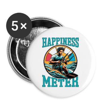 Kiteboarding Happiness Meter Water Sports Surfing - Buttons groß 56 mm (5er Pack) - Weiß - Vorne
