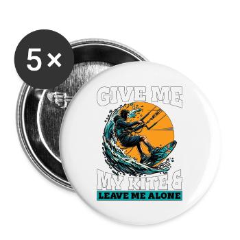 Kiteboarding Give Me My Kite & Love Water Sports - Buttons groß 56 mm (5er Pack) - Weiß - Vorne