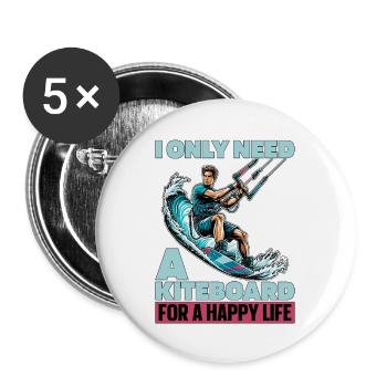 Kitesurf Je n’ai besoin que d’un kitesurf Surf - Lot de 5 grands badges (56 mm) - blanc - Devant