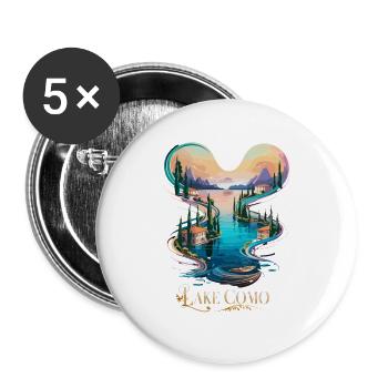 Comer See Ikonische italienische Schönheit Reise - Buttons groß 56 mm (5er Pack) - Weiß - Vorne