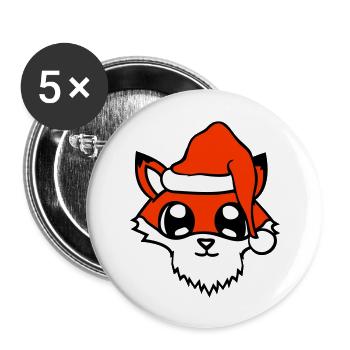 Fuchs Rotfuchs Weihnachtsmann Weihnachten Geschenk - Buttons groß 56 mm (5er Pack) - Weiß - Vorne