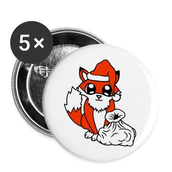 Fuchs Rotfuchs Weihnachtsmann Weihnachten Geschenk - Buttons groß 56 mm (5er Pack) - Weiß - Vorne
