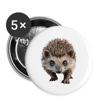 Igel - Buttons groß 56 mm (5er Pack) - Weiß - Vorne