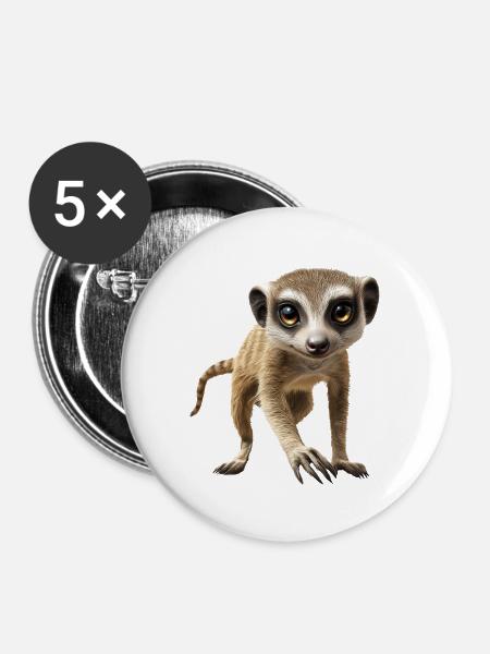 Erdmännchen - Buttons groß 56 mm (5er Pack) - Weiß