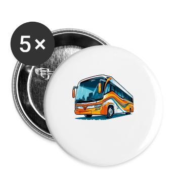 Bus flashy, rêve de chauffeur audacieux - Lot de 5 grands badges (56 mm) - blanc - Devant