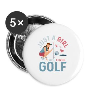 Just A Girl Who Loves Golf Hobby Golfer - Buttons large 2.2''/56 mm (5-pack) - white - Front