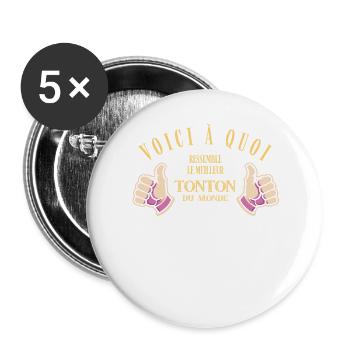 Voici à quoi ressemble le meilleur tonton - Lot de 5 grands badges (56 mm) - blanc - Devant