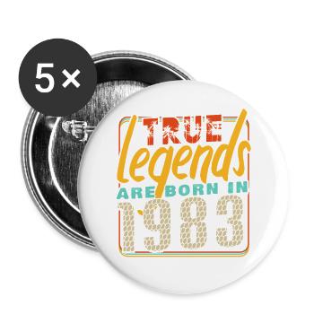Wahre Legenden werden 1983 geboren Vintage Geburtstag - Buttons groß 56 mm (5er Pack) - Weiß - Vorne