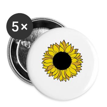 Sonnenblume Kostüm Karneval Fasching Gelbe Blume - Buttons groß 56 mm (5er Pack) - Weiß - Vorne