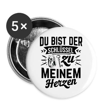 Du bist der Schlüssel zu meinem Herzen - Buttons groß 56 mm (5er Pack) - Weiß - Vorne