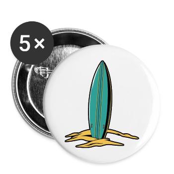 Retro Surfboard – Classic Beach Vibes - Buttons groß 56 mm (5er Pack) - Weiß - Vorne