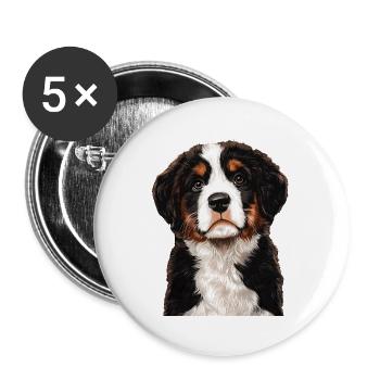 Bernhardiner - Buttons groß 56 mm (5er Pack) - Weiß - Vorne