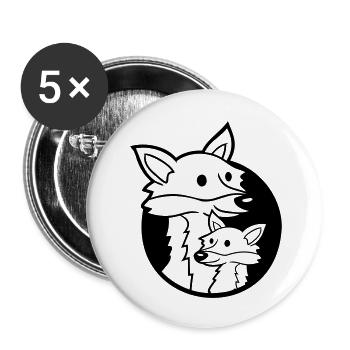 Fox Hole Family Mom Child Father Mother Dad Cute - Buttons large 2.2''/56 mm (5-pack) - white - Front