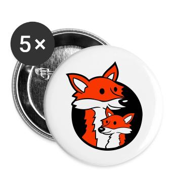Fuchs Loch Familie Mama Kind Vater Mutter Papa Süß - Buttons groß 56 mm (5er Pack) - Weiß - Vorne