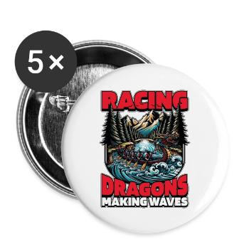 Dragon Bateau Course Dragons Faire des sports nautiques - Lot de 5 grands badges (56 mm) - blanc - Devant