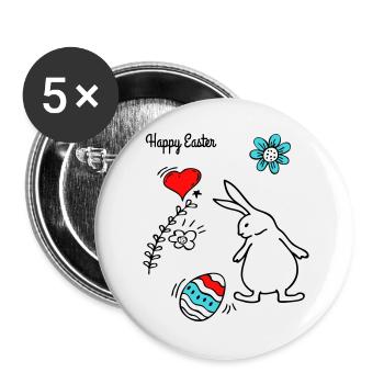 Happy Easter - Buttons groß 56 mm (5er Pack) - Weiß - Vorne