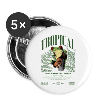 Red Eyed Tree Frog Rainforest Amphibian - Buttons large 2.2''/56 mm (5-pack) - white - Front