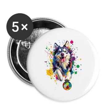 Alaskan Malamute - Buttons groß 56 mm (5er Pack) - Weiß - Vorne