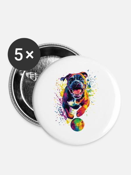 Bullmastiff - Buttons groß 56 mm (5er Pack) - Weiß