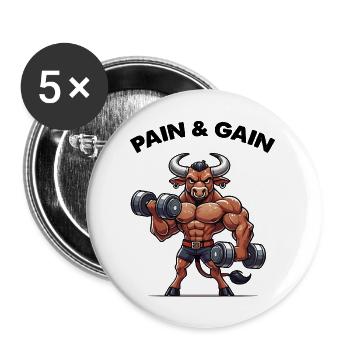 stier fitness - Buttons groß 56 mm (5er Pack) - Weiß - Vorne